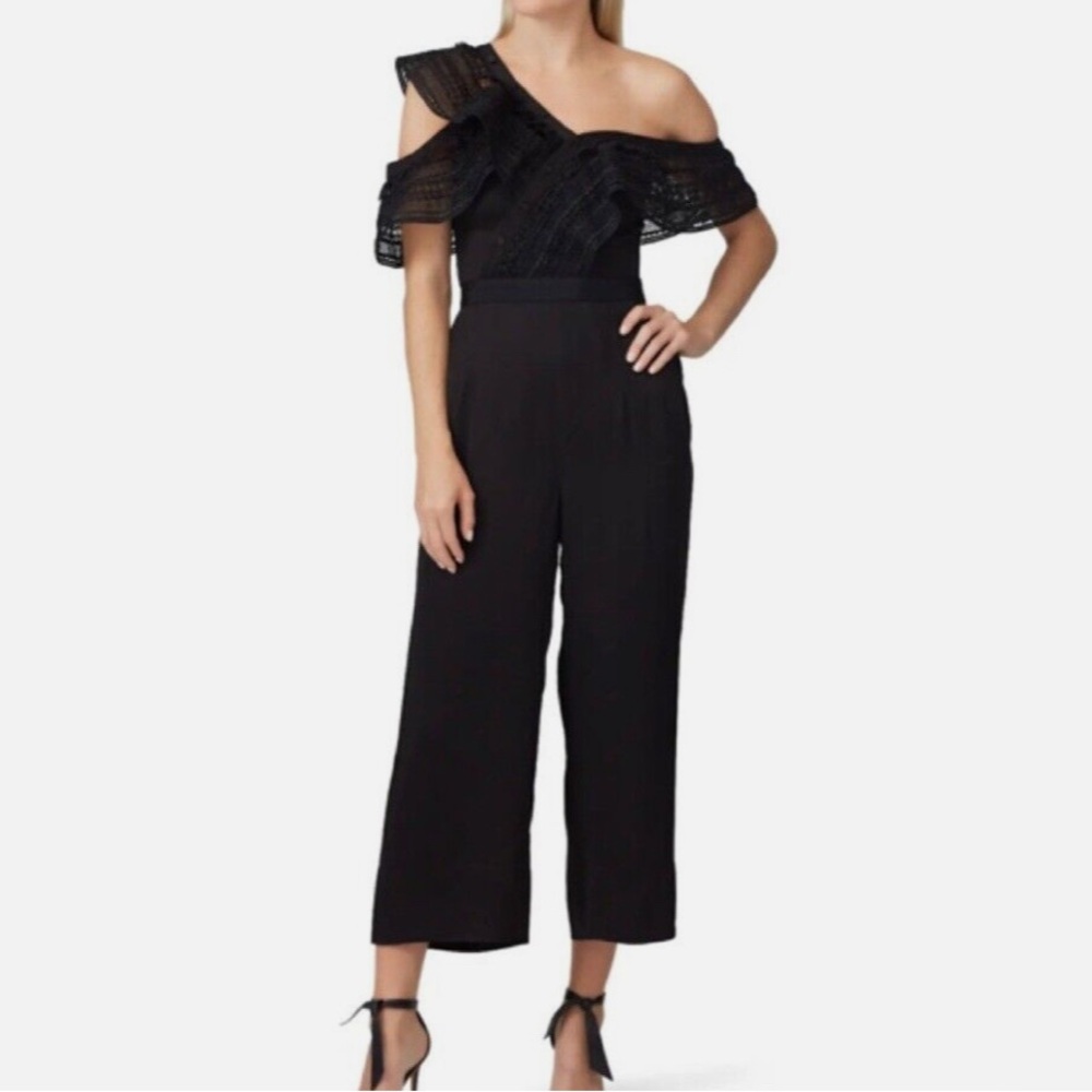 Elegant self-portrait Black Off-Shoulder Jumpsuit